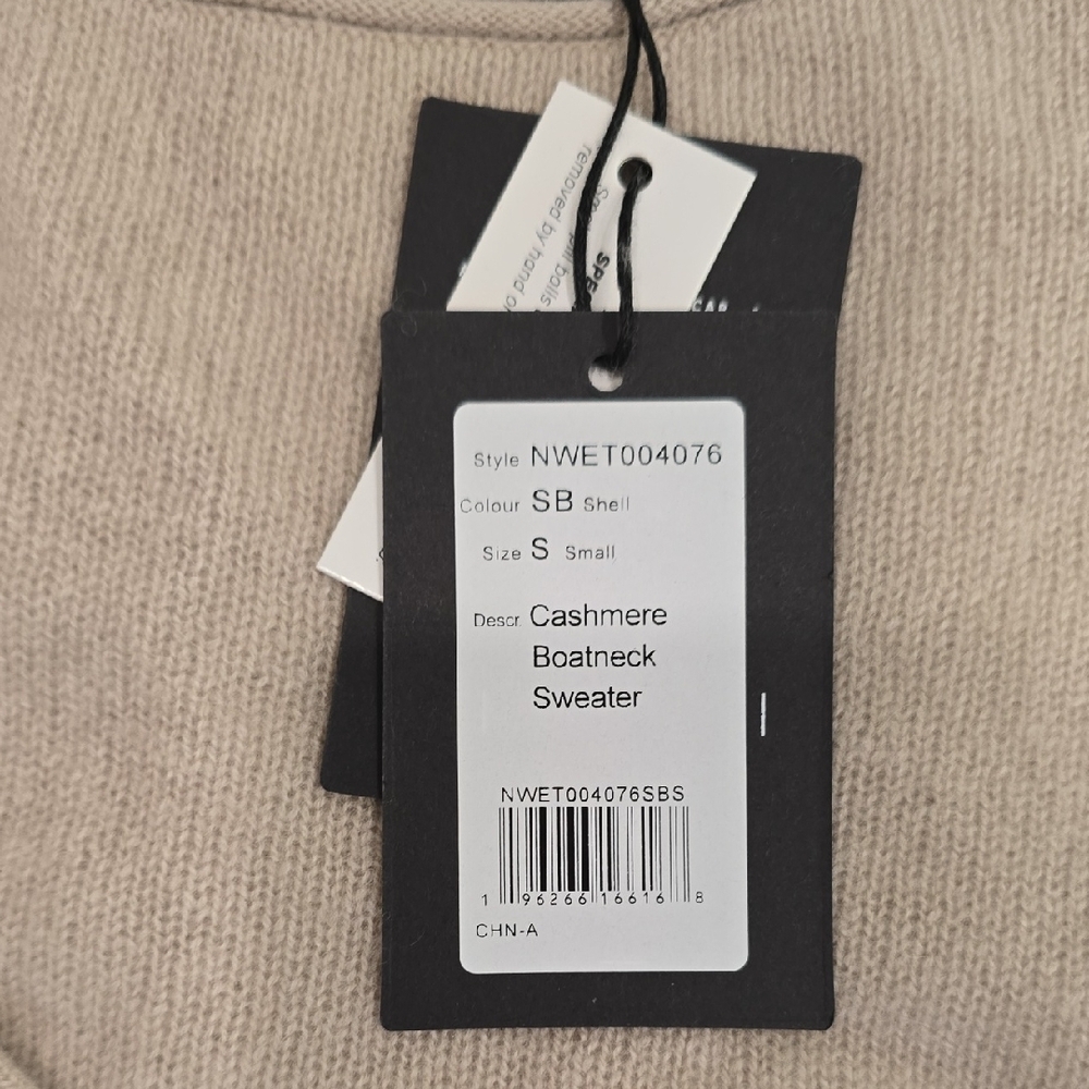 NAADAM 100% Cashmere Boatneck Sweater Cream Off Shoulder Size S NWT - Picture 9 of 11